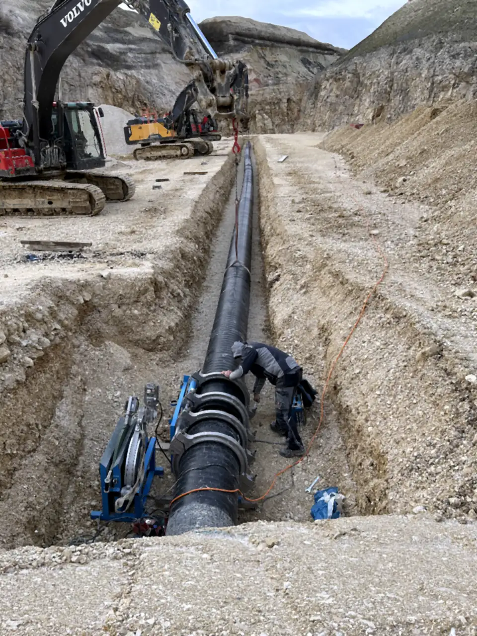 PE pipeline in a trench